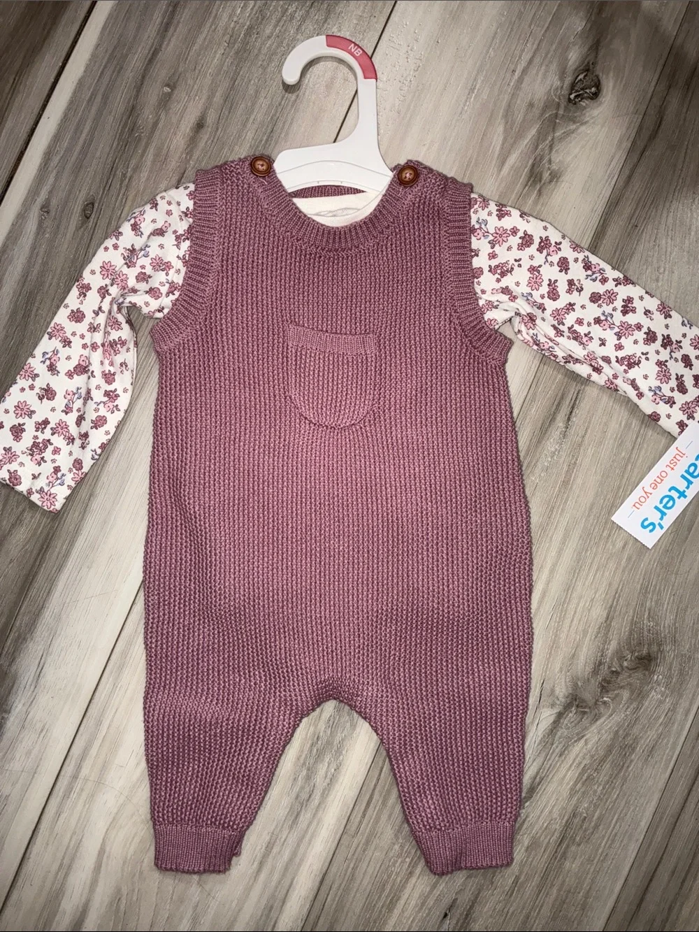 🔟 Carters Just One You  Knit Romper with Floral Bodysuit Set 3 M